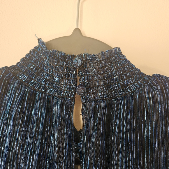 Blue Textured Tiered Mini Dress - Picture 3 of 4
